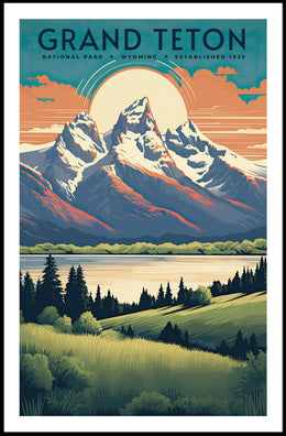 Grand Teton Vintage Travel Poster Print Wall Art