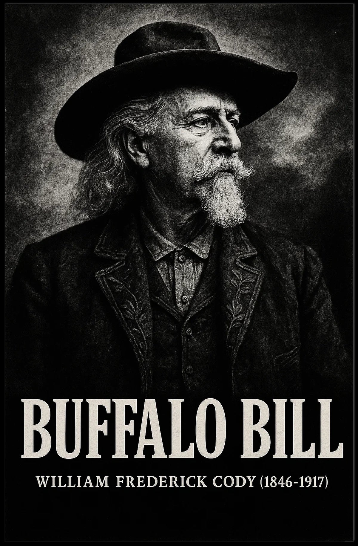 Buffalo Bill Illustrated Art Print Cultural or Heritage Poster