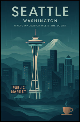 Seattle Space Needle Skyline Travel Poster PosterGoat