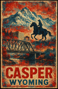 Casper Cityscape Wyoming Landscape Travel Print Photography Realism Museum Quality Wanderlust Poster