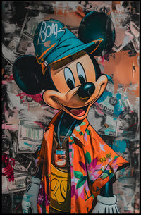 Stylized Cartoon Street Art Poster for Pop Culture Enthusiasts