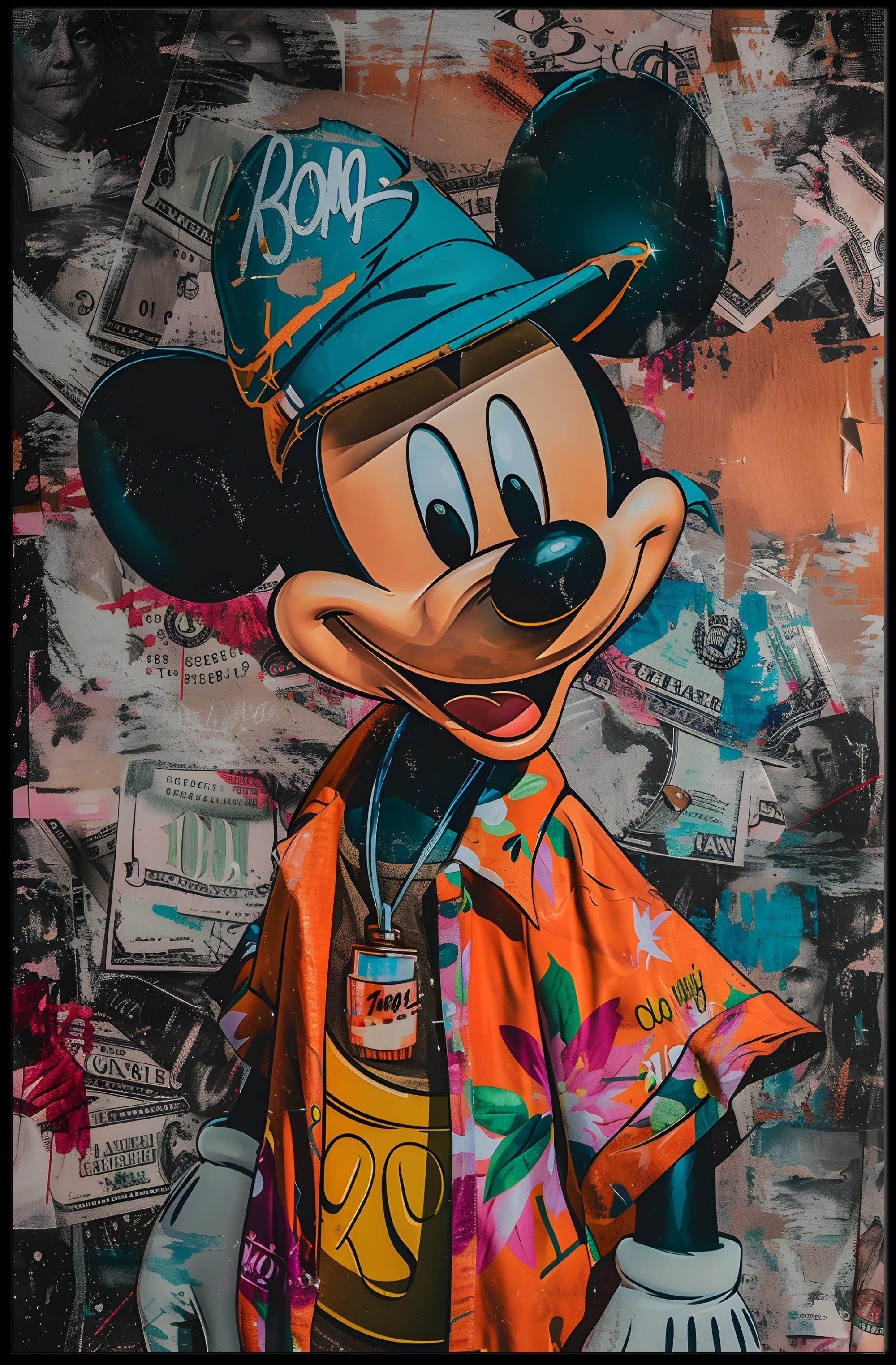 Stylized Cartoon Street Art Poster for Pop Culture Enthusiasts