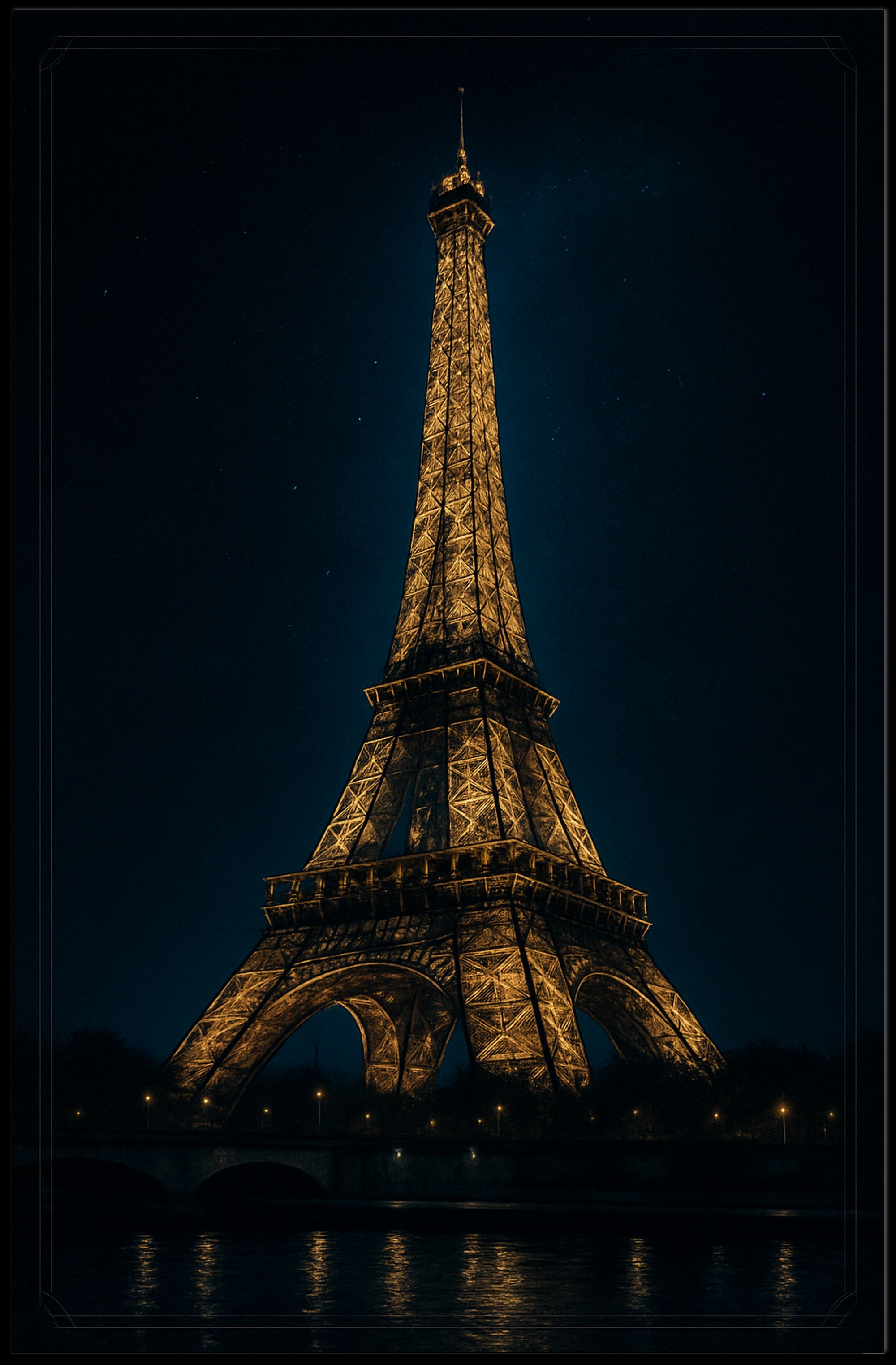 Eiffel Tower Nightscape: Captivating Urban or Cityscape Poster