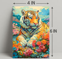 Majestic Tiger in Lush Garden Animal Poster