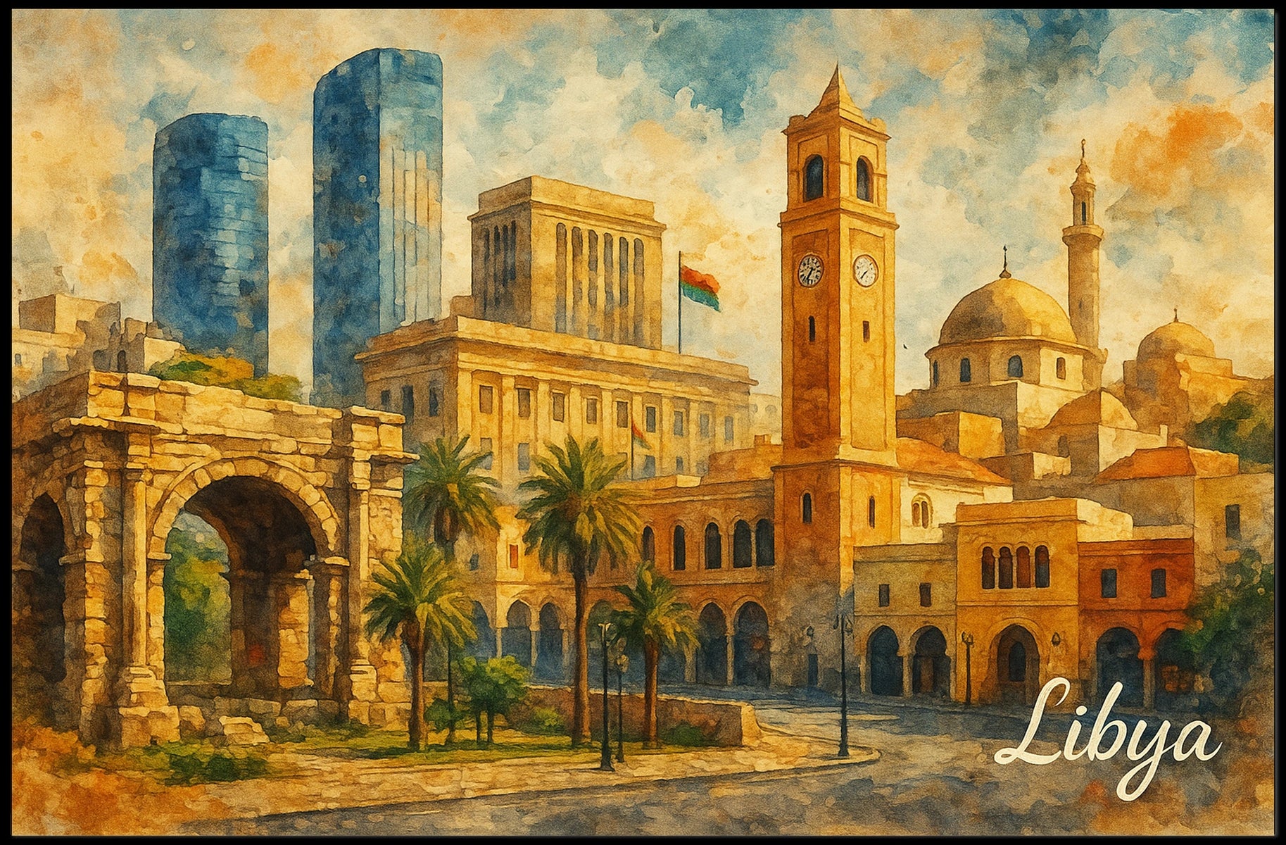 Libya Heritage Modernity Scenic Travel Photography Poster