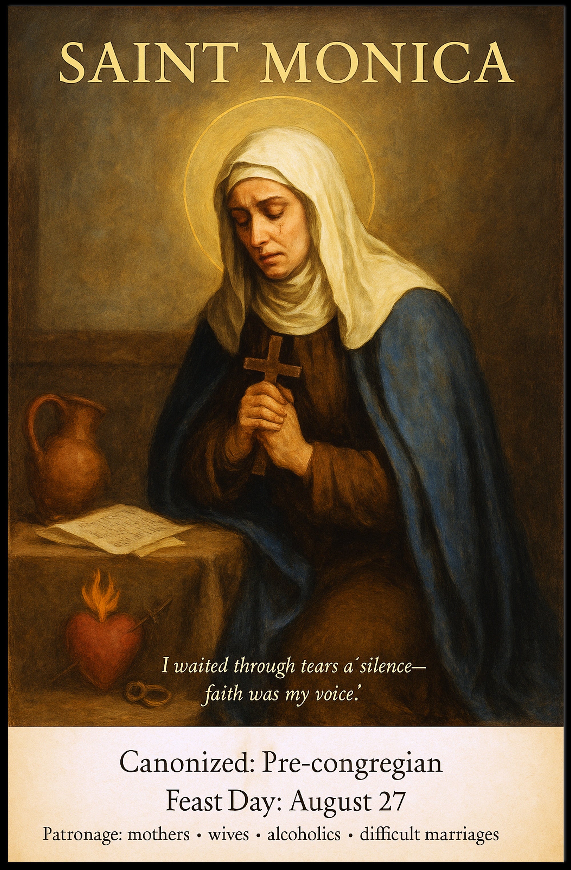Saint Monica  Patron of Mothers and Wives Poster PosterGoat