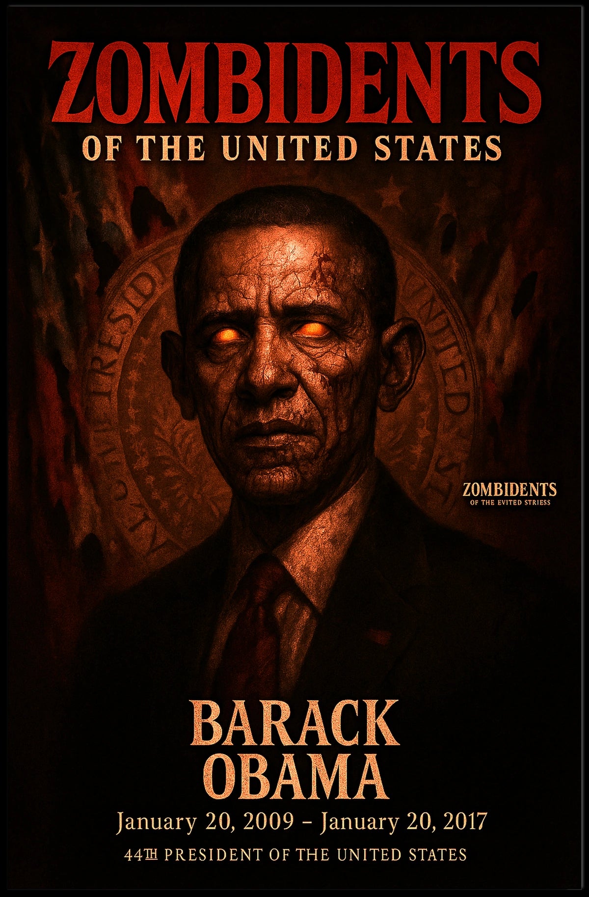 Barack Obama 44th President of the United States Zombidents Poster Series