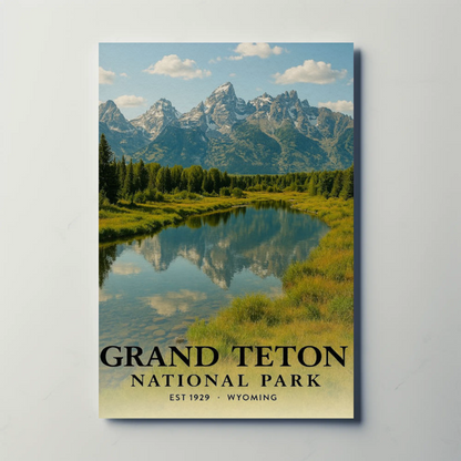 Grand Teton National Park River Mountains Travel Poster