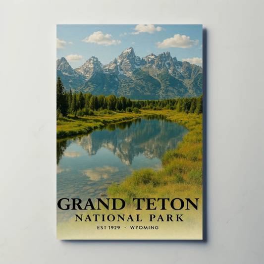 Grand Teton National Park River Mountains Travel Poster