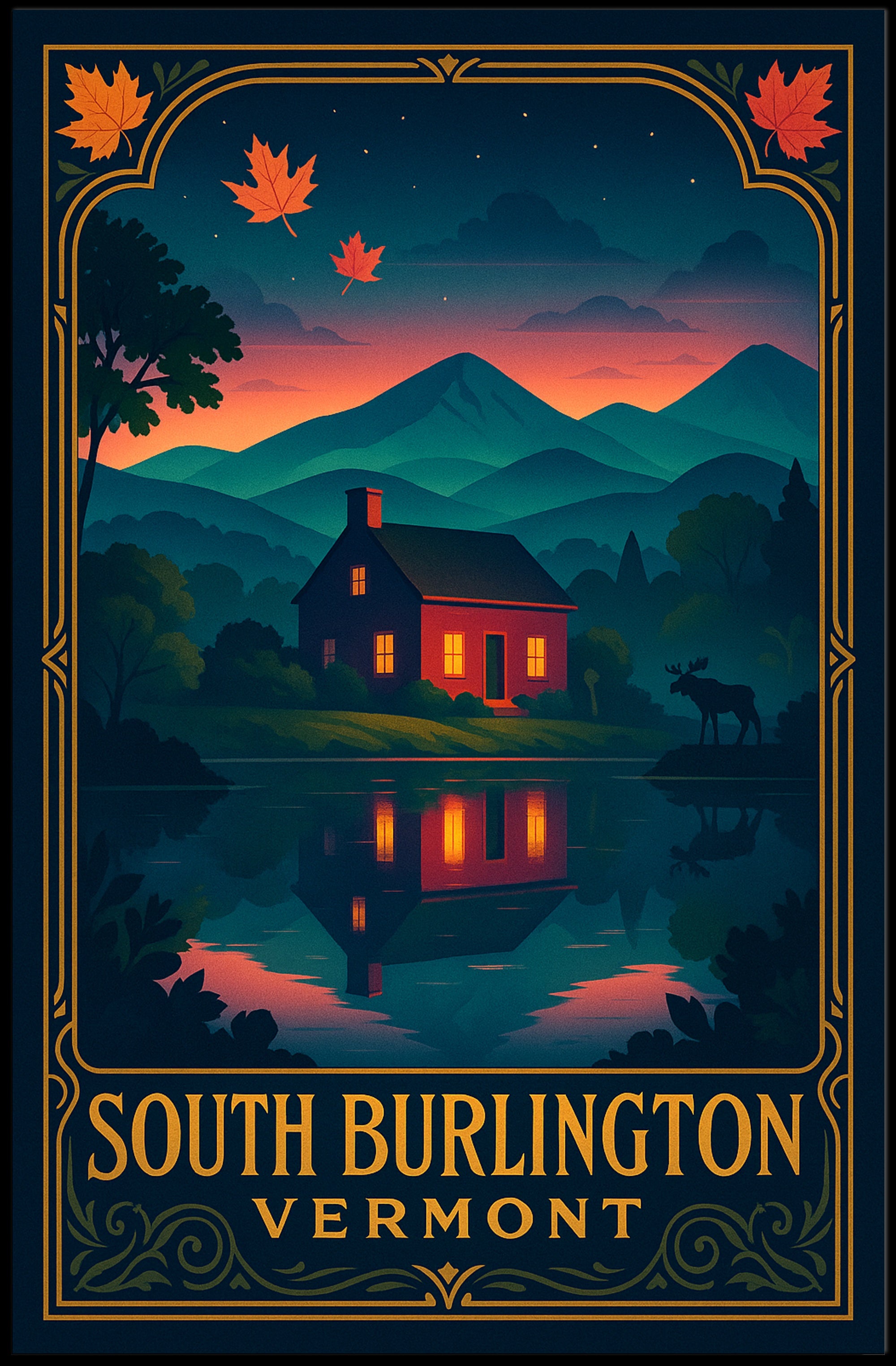 Scenic Autumn in South Burlington Poster