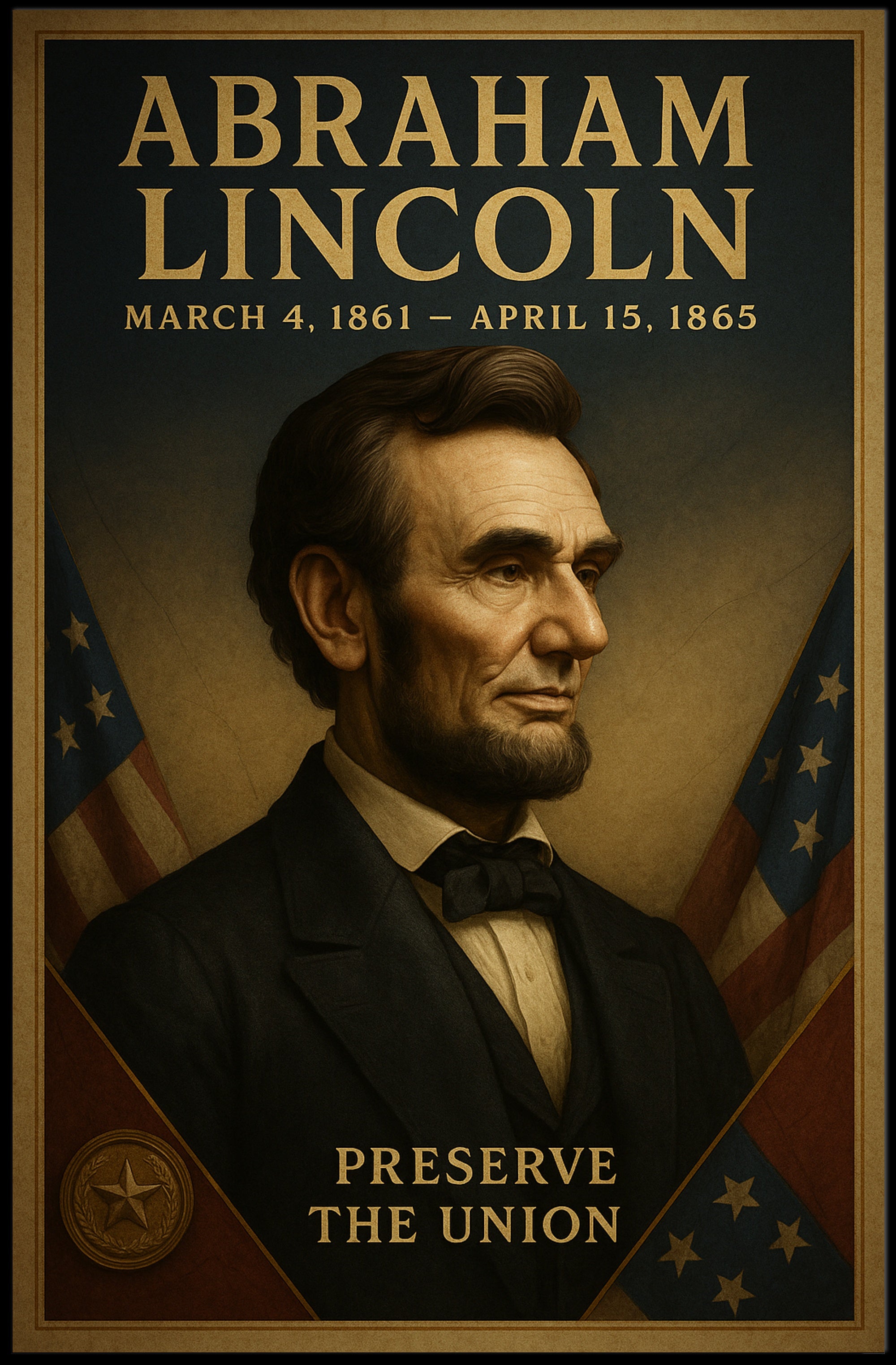 Abraham Lincoln Preserve The Union Vintage Poster PosterGoat