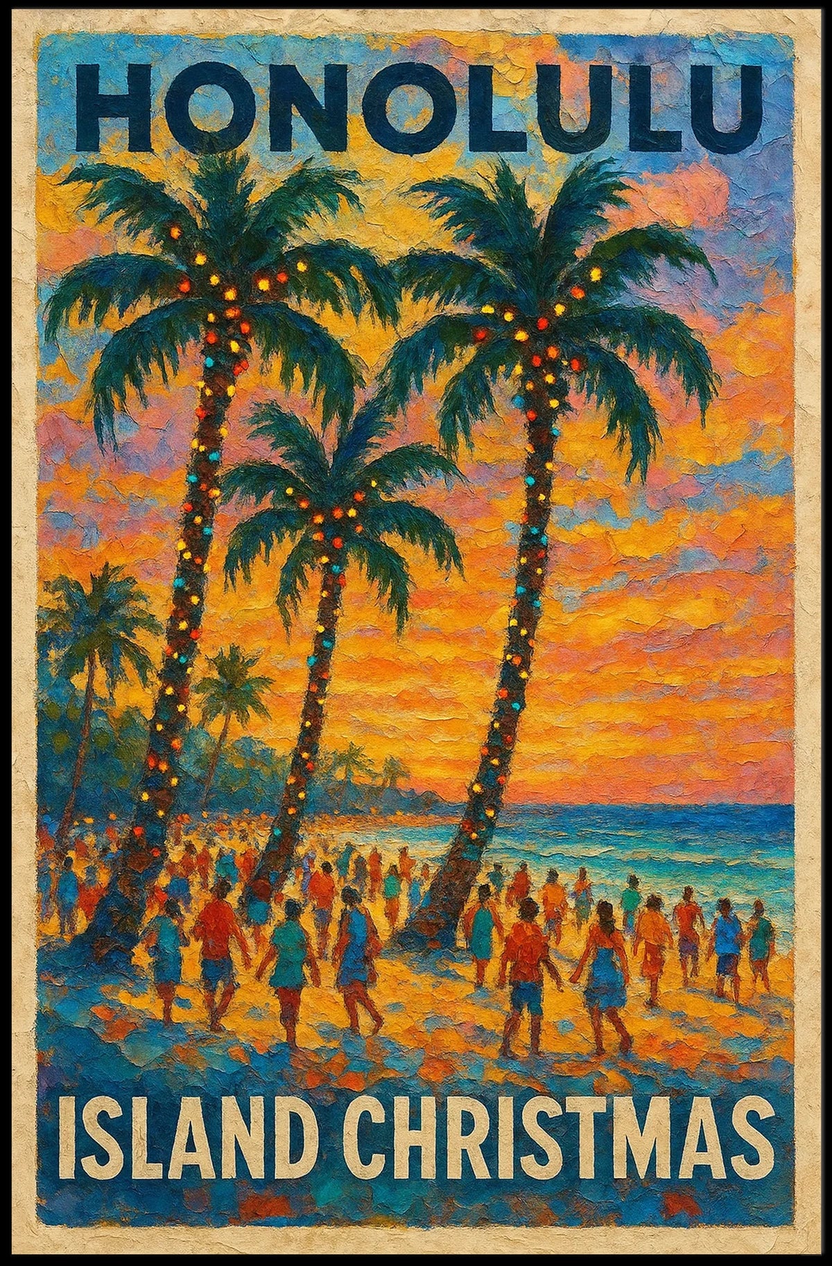 Honolulu Island Christmas Poster
