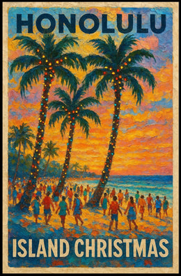 Honolulu Island Christmas Poster