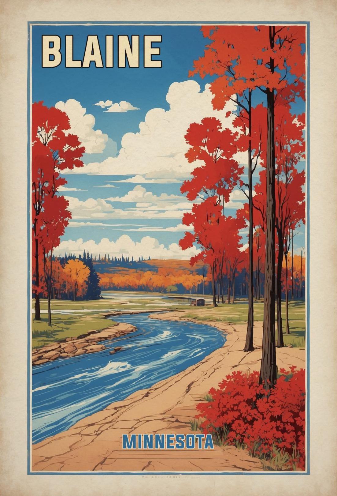 Blaine Minnesota Cityscape Art Print Vintage Travel Poster