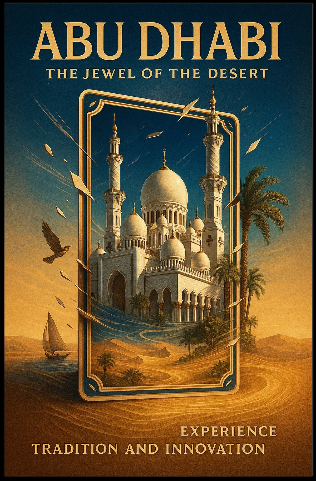 Abu Dhabi's Jewel Architectural Serenity Travel Poster