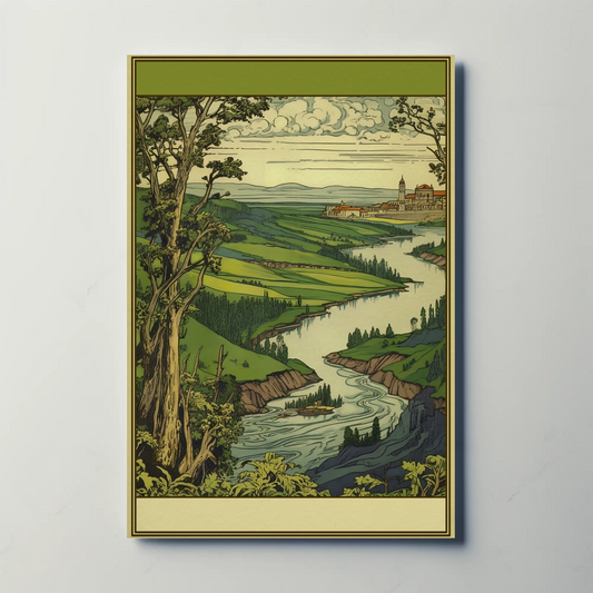 Danube River Valley Central European Landscape Travel Poster