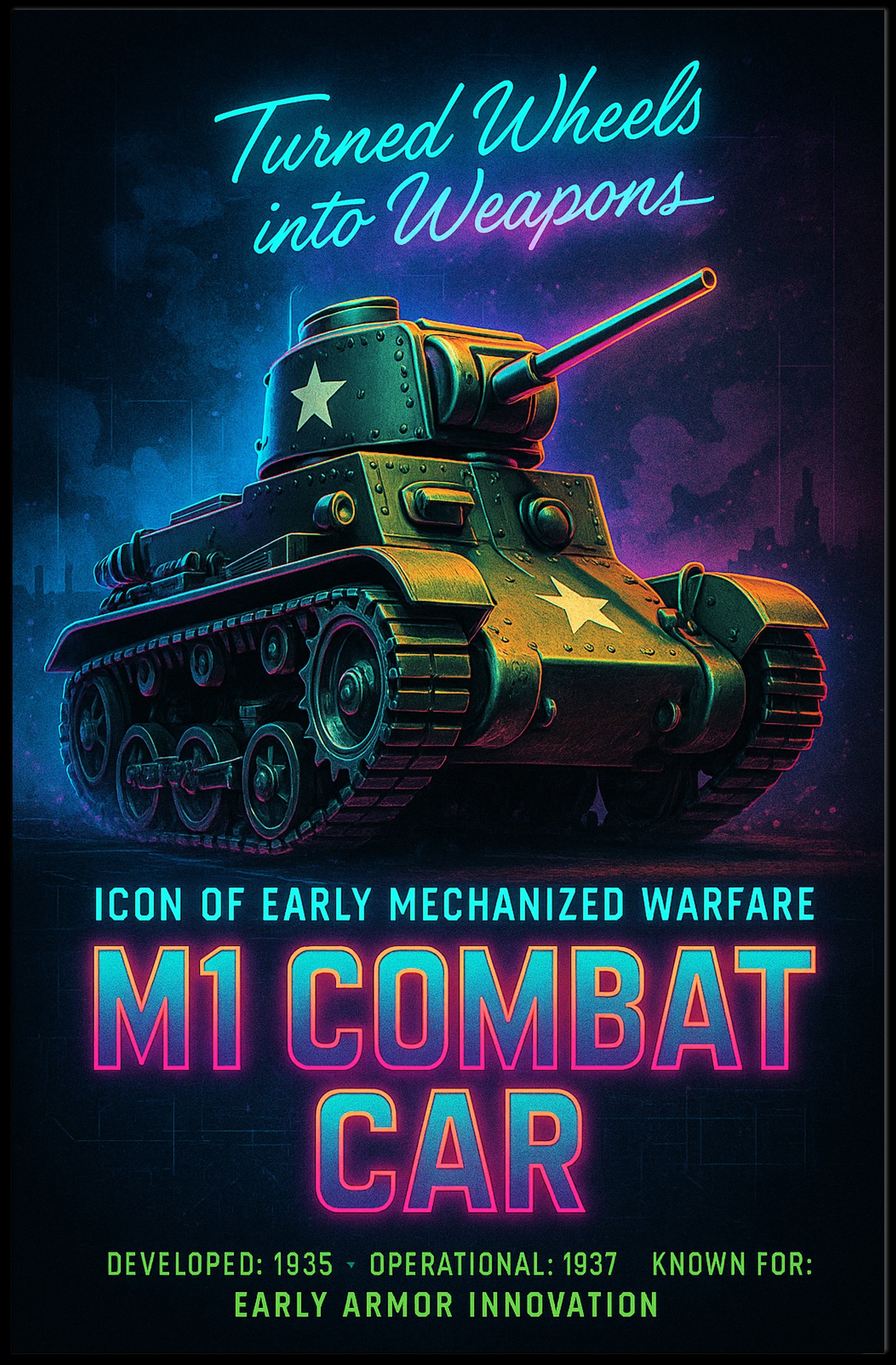 M1 Combat Car Icon of Early Mechanized Warfare Poster PosterGoat