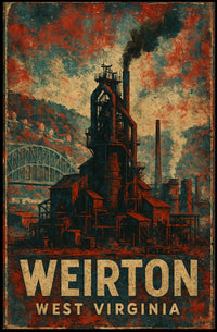 Weirton West Virginia Rural Cityscape Watercolor Poster