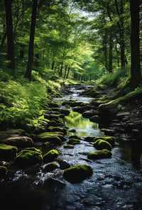Tranquil Forest Stream Artistic Nature Poster