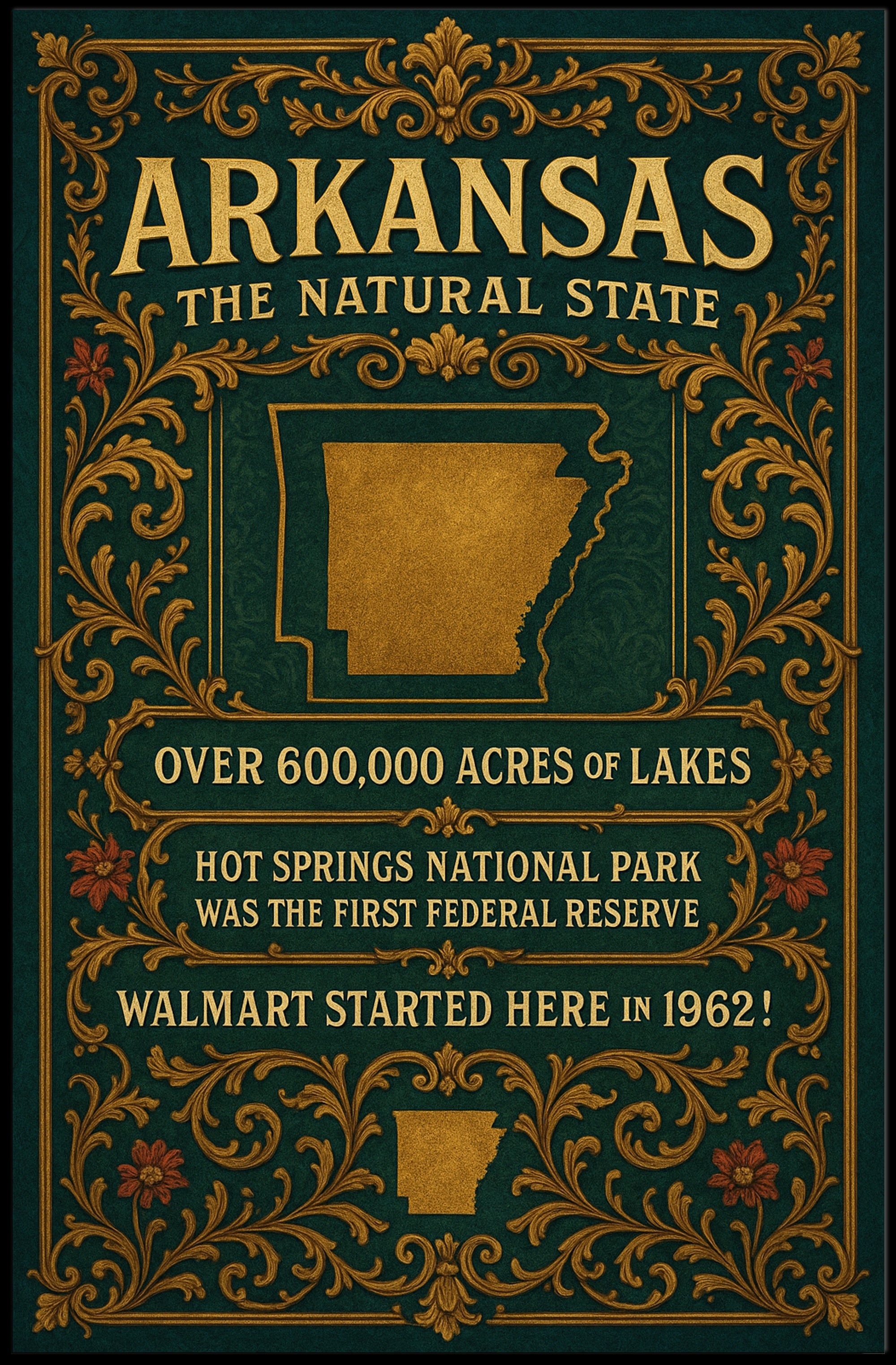 Arkansas Vintage Travel Poster Showcasing Natural Beauty