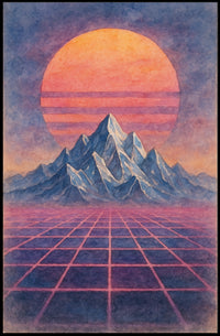 Retro-Futuristic Sci-Fi Landscape Poster