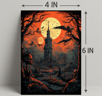 Haunted Tower Under Blood Moon Poster