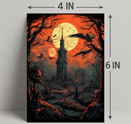Haunted Tower Under Blood Moon Poster