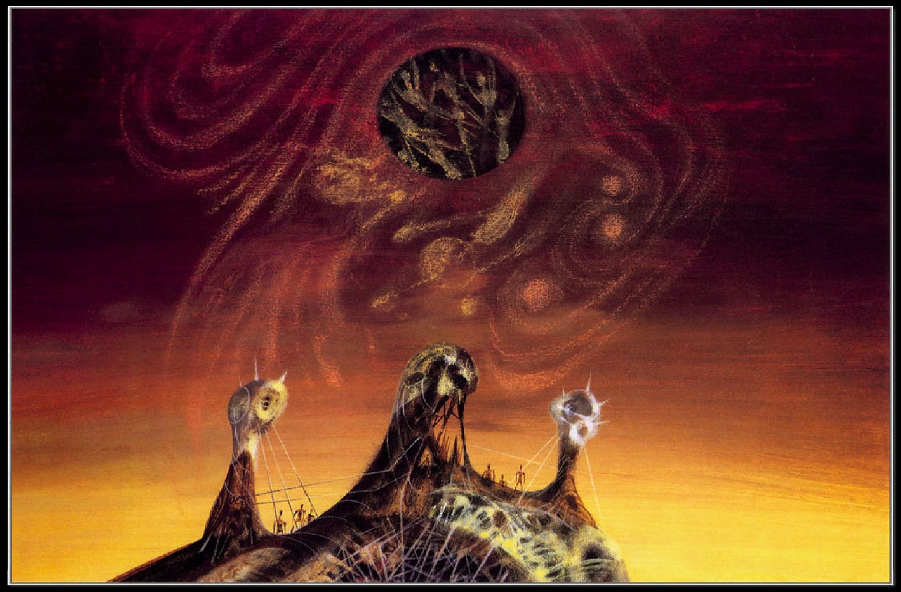 Mysterious Peaks Surreal Landscape Art Poster, Abstract Category