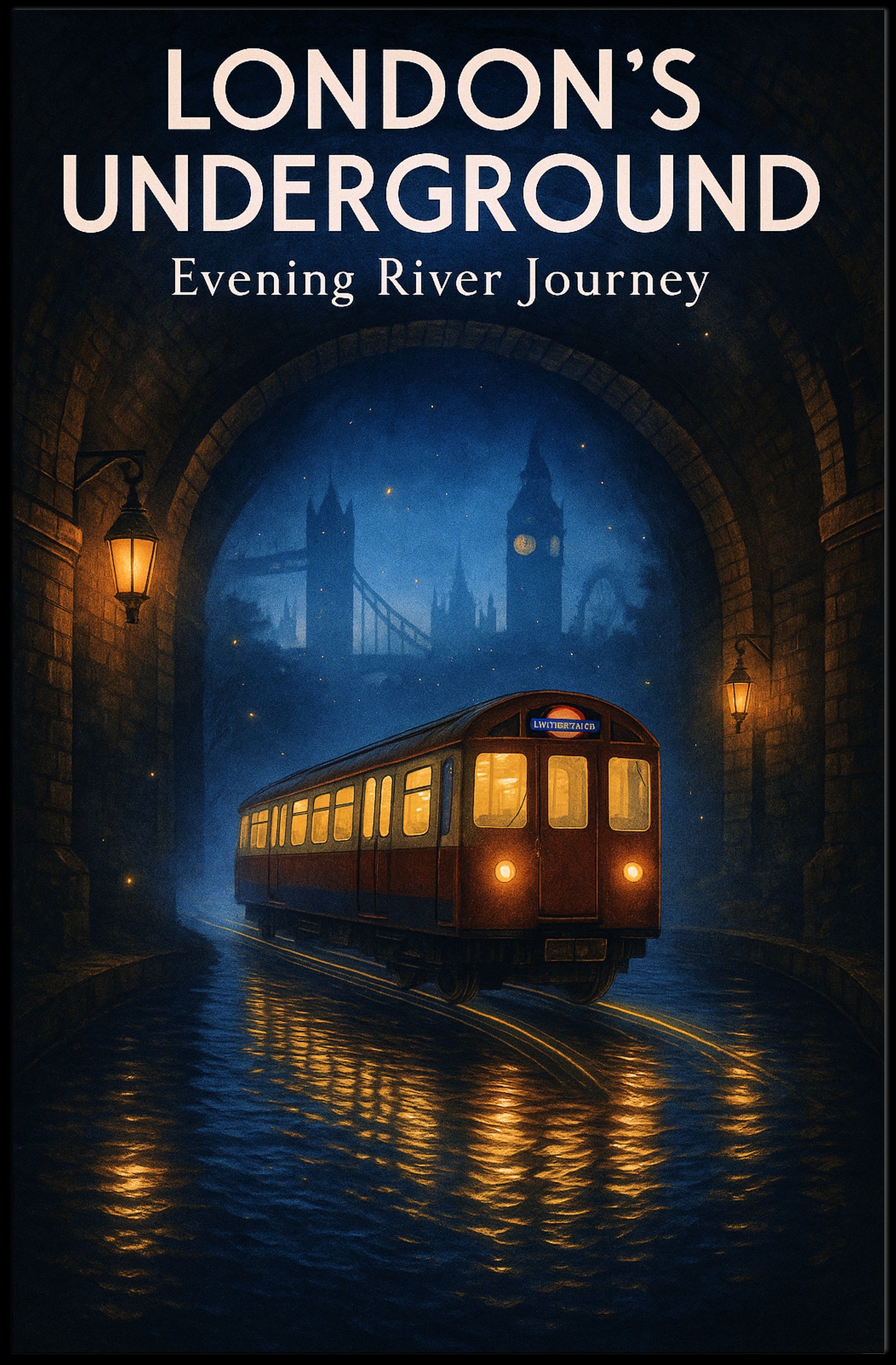 London's Underground Evening River Journey Poster PosterGoat
