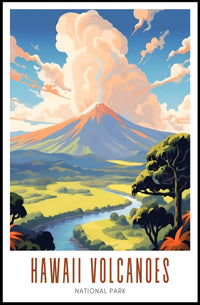 Hawaii Volcanoes National Park Poster Vintage Travel