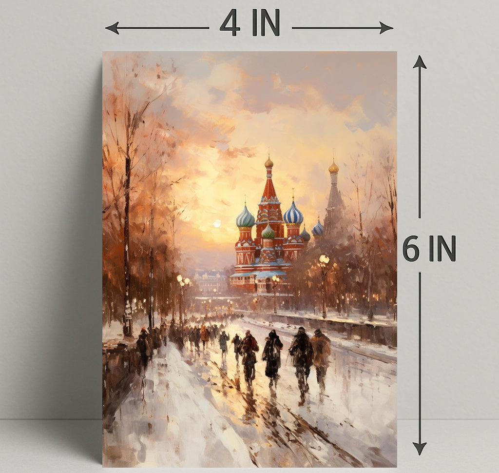 Winter Stroll By St. BasilS Cathedral Poster