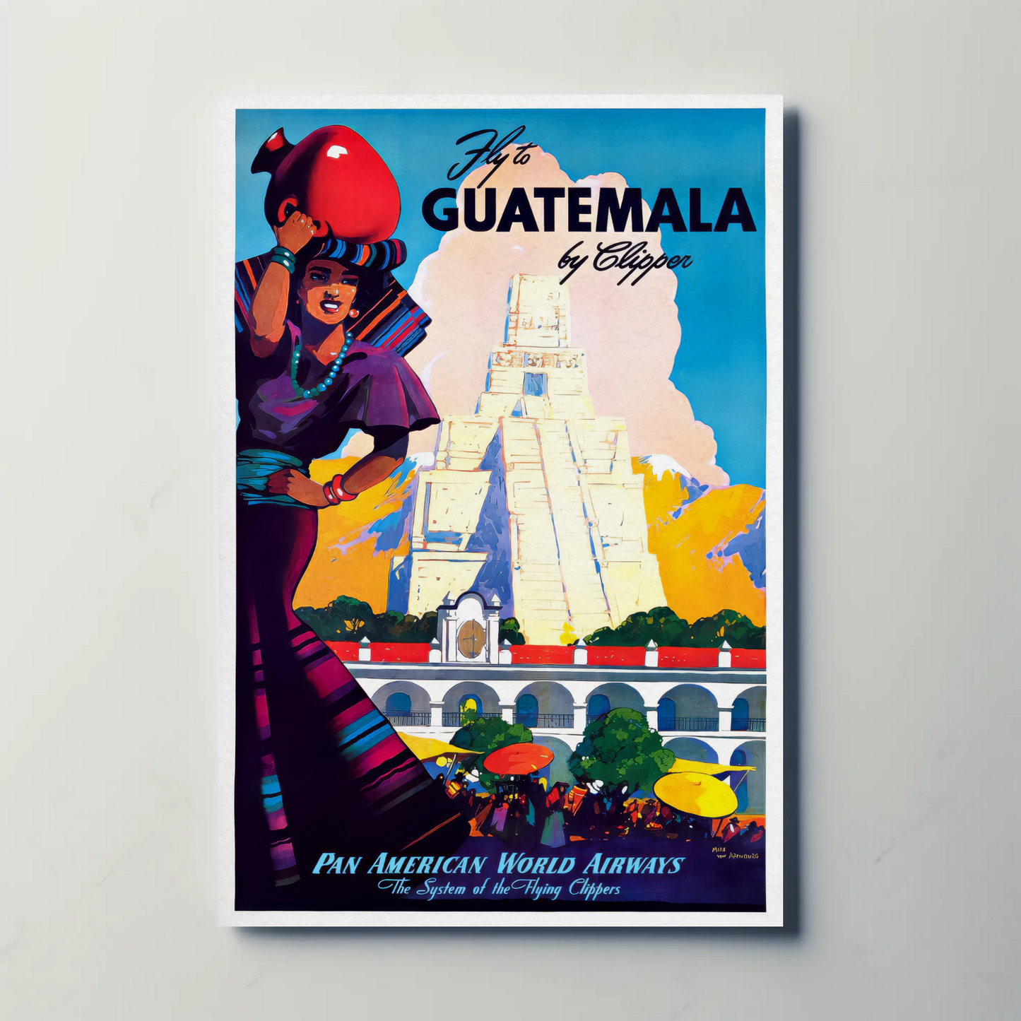 Guatemala Pan Am Airways Vintage Poster