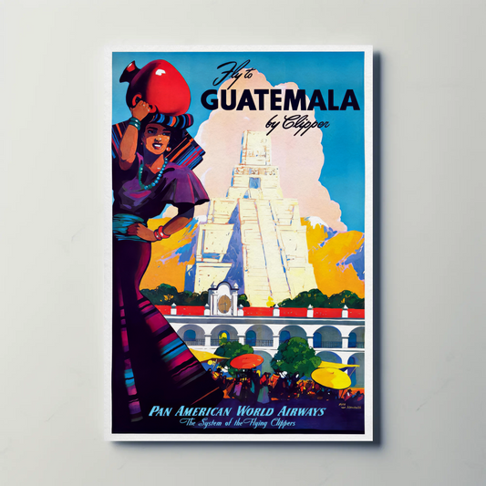 Guatemala Pan Am Airways Vintage Poster
