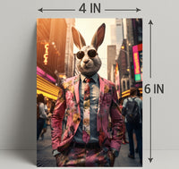 Stylish Rabbit In The City Poster