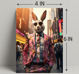 Stylish Rabbit In The City Poster