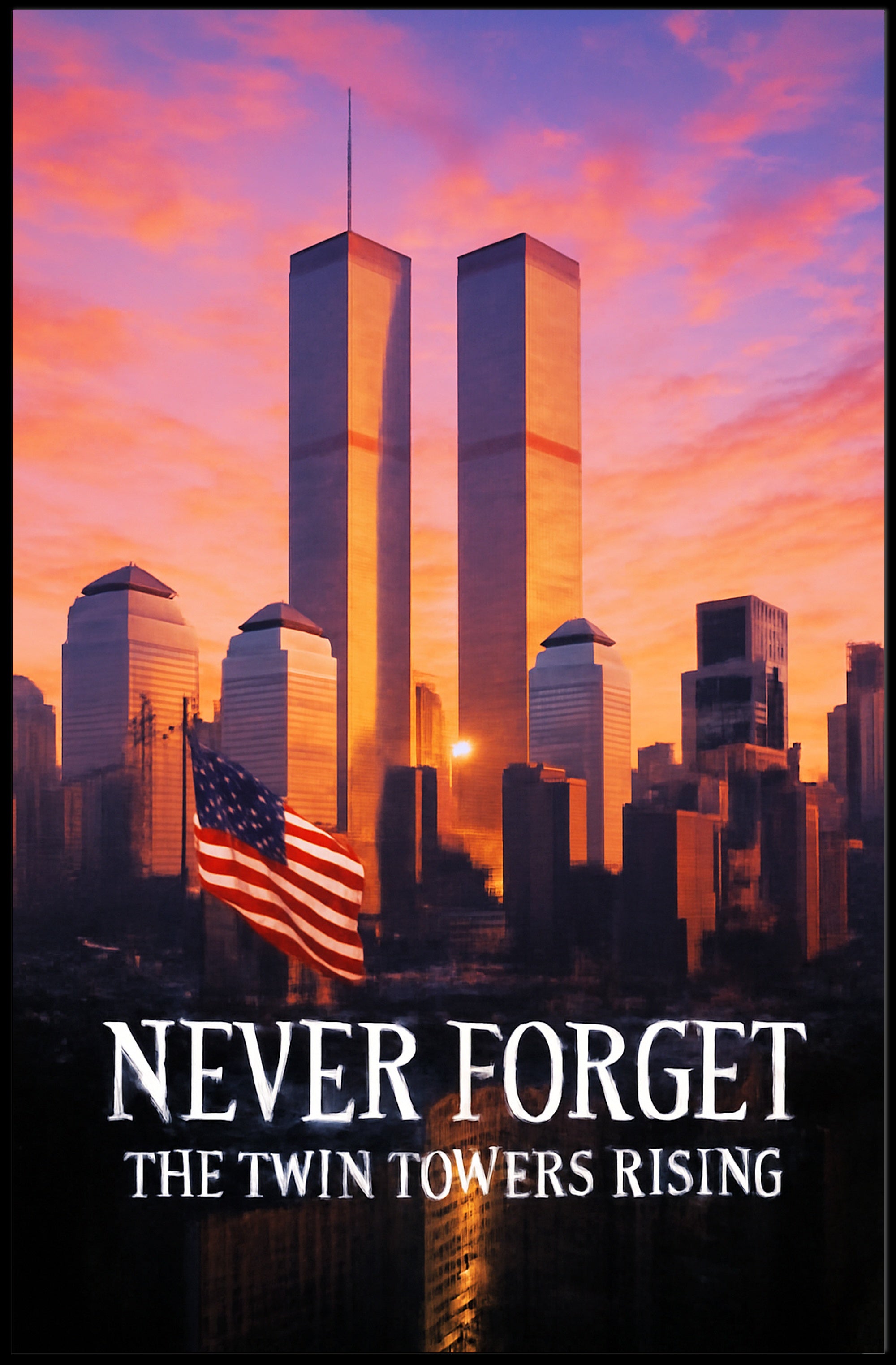 Never Forget The Twin Towers Rising Poster PosterGoat