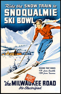 Ride The Snow Train To Snoqualmie Ski Poster
