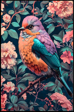 Vibrant Bird In Bloom William Morris Art Poster