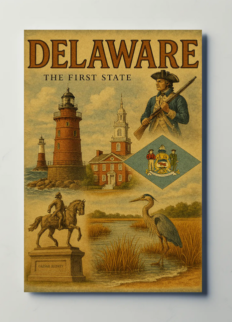 Delaware Founding History Colonial Heritage Travel Poster
