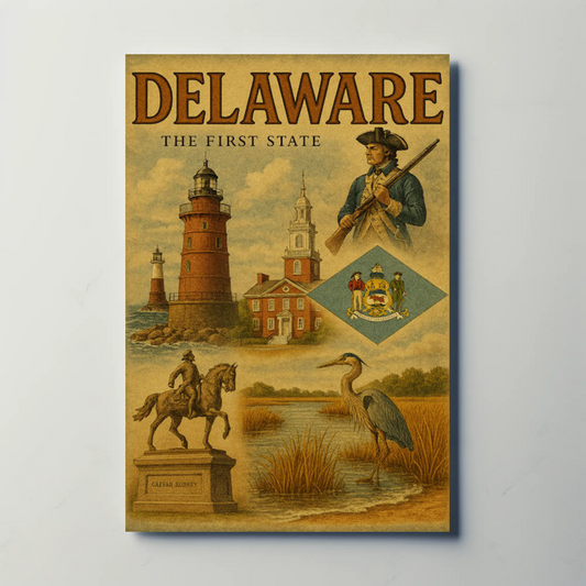 Delaware Founding History Colonial Heritage Travel Poster