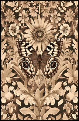 Butterfly and Floral Vintage Artwork Artistic Poster