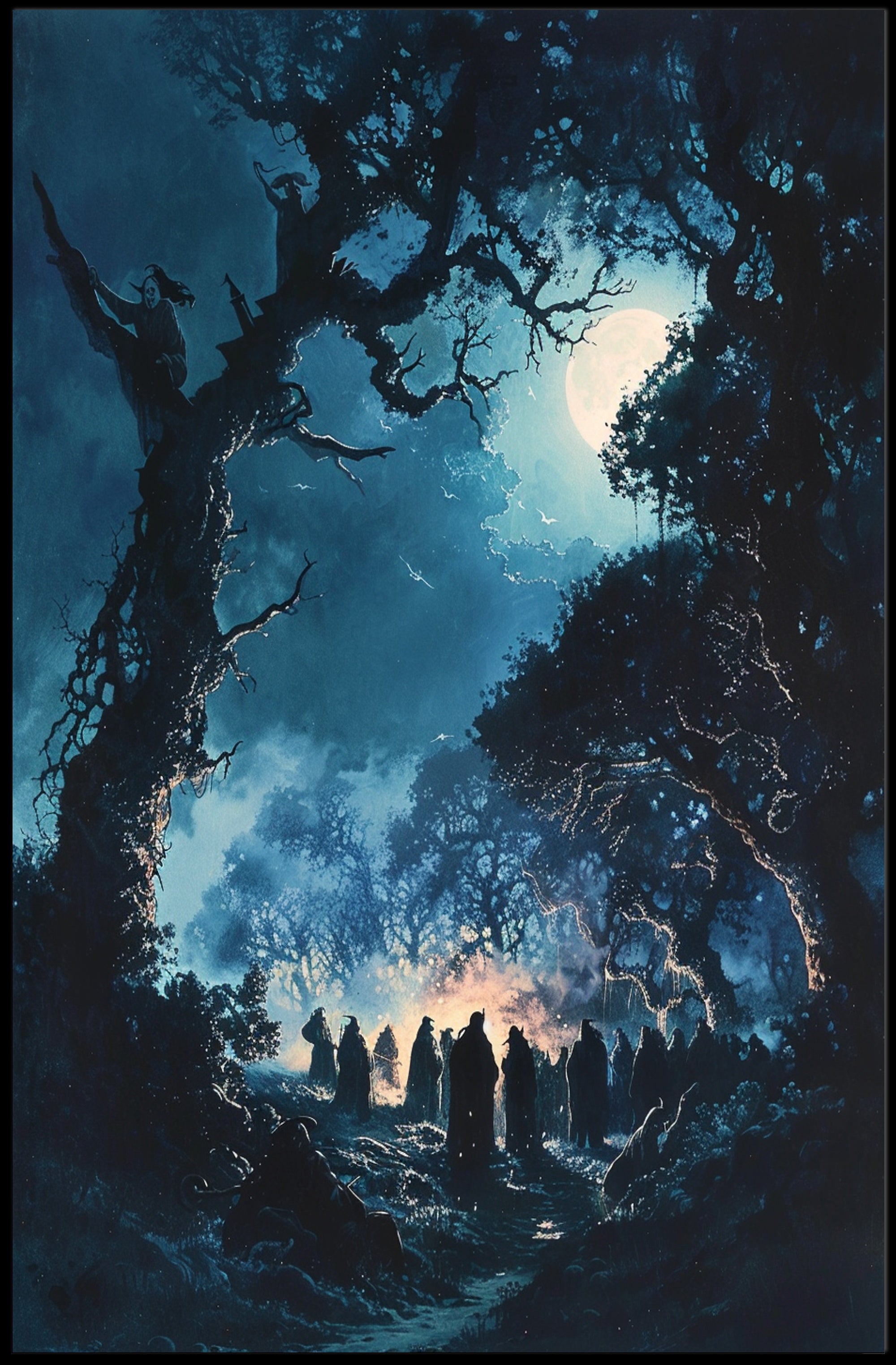 Eerie Moonlit Ritual Dark Fantasy Poster PosterGoat