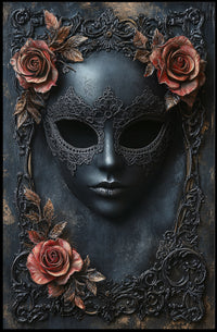 Ornate Black Mask Gothic Artistry Cultural Heritage Poster