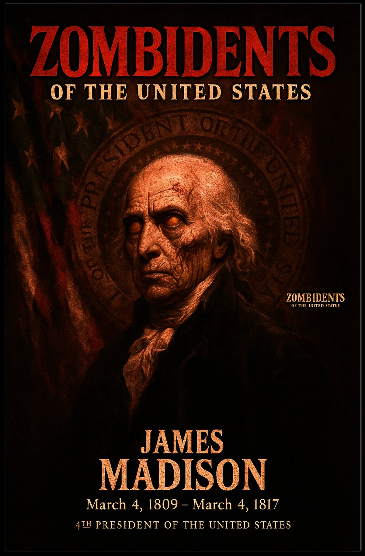 James Madison 4th President of the United States Zombidents Poster Series