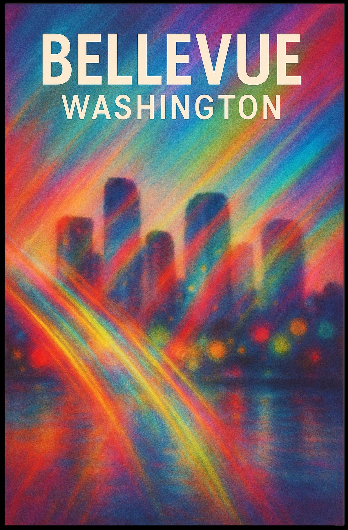 Bellevue, Washington Vibrant Cityscape Poster