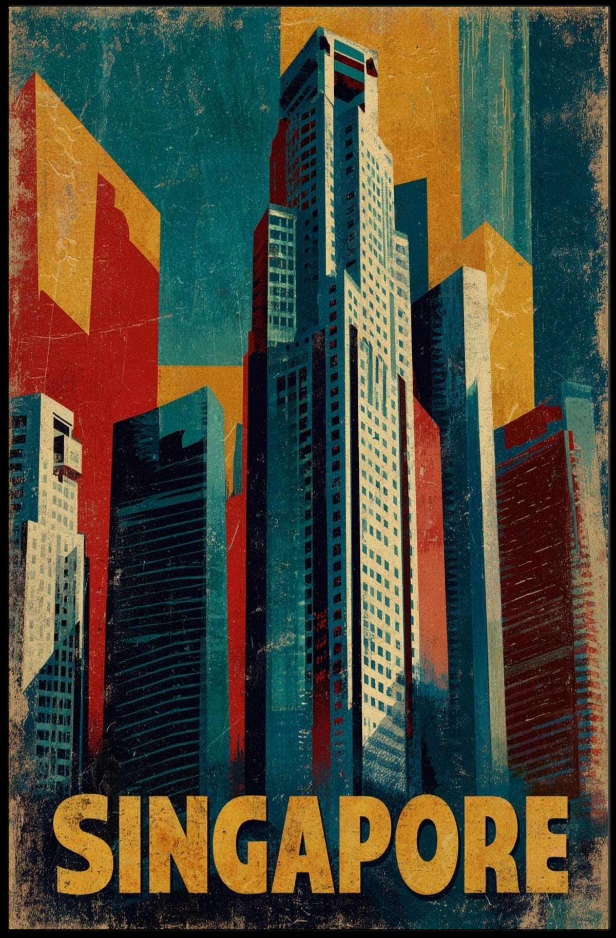 Singapore Skyline Art Poster