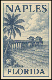 Naples Florida Coastal Poster Wall Art 18x24 Coastal Decor
