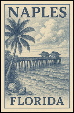 Naples Florida Coastal Poster Wall Art 18x24 Coastal Decor