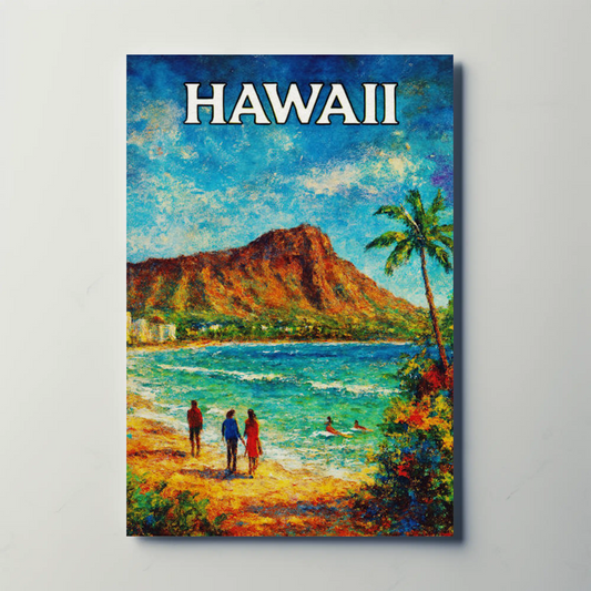 Hawaii Diamond Head Beach Walk Landscape Poster