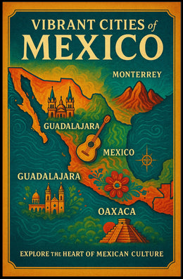 Vibrant Cities of Mexico Poster